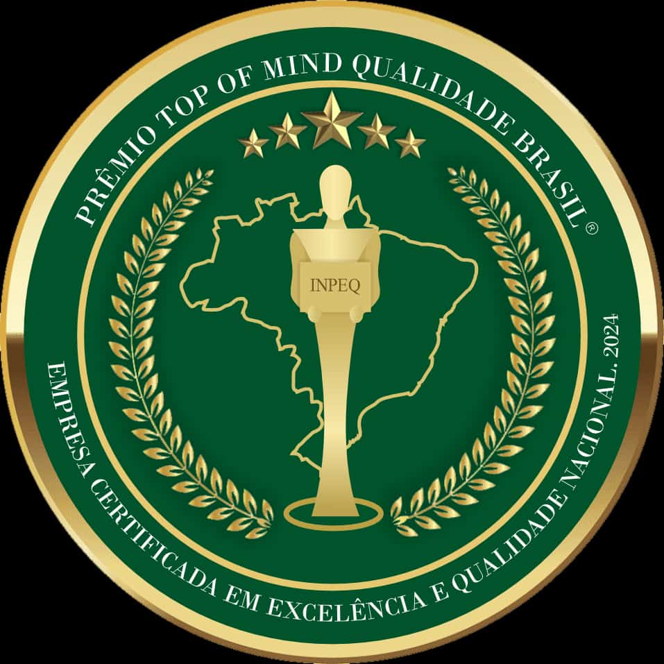 Selo do Prêmio Top of Mind Qualidade Brasil 2024